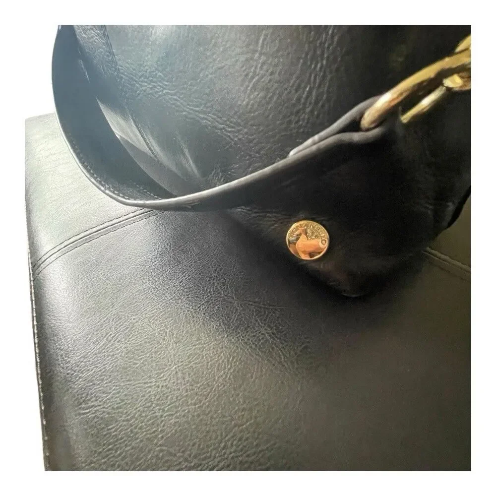 Tignanello Black Leather Shoulder Bucket Bag 12.5”{L}X9.5{H}X4.5”{W} Purse Work - Picture 9 of 13
